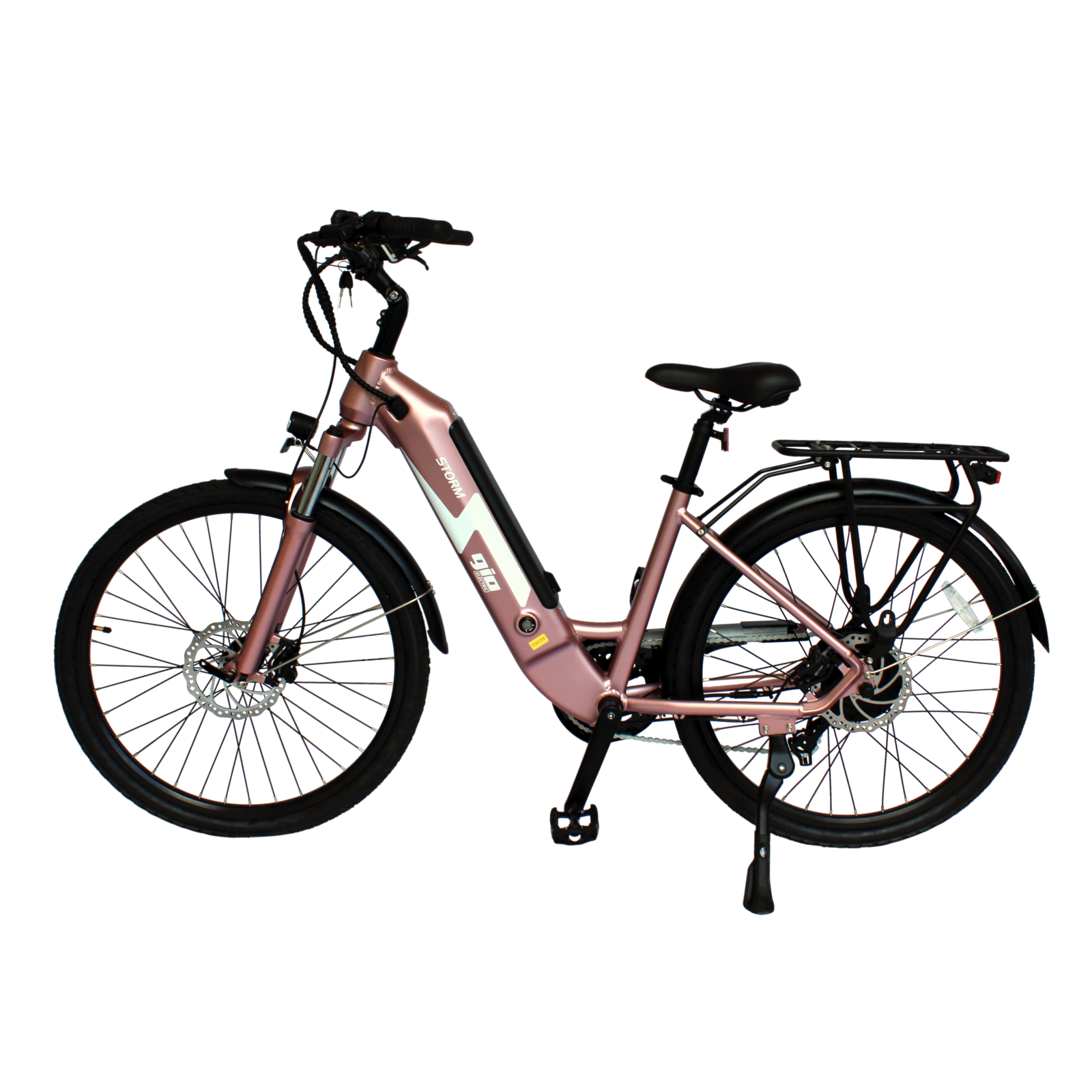 GIO Storm Electric Bike Rose Gold with Integrated Samsung Battery