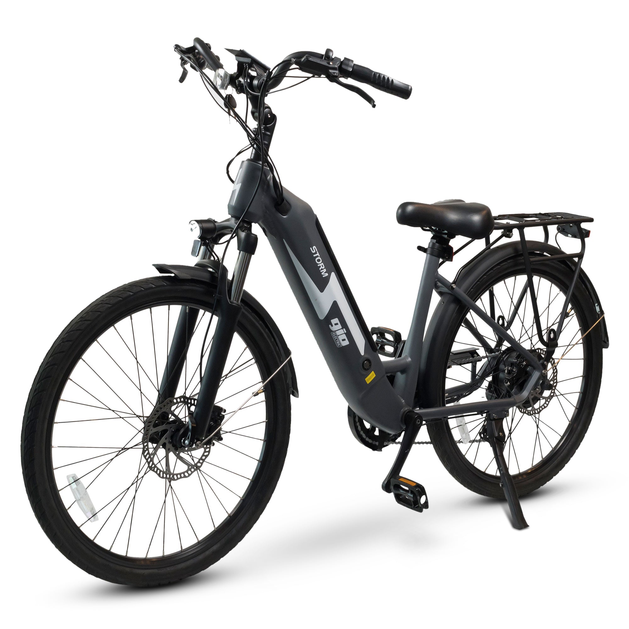 GIO Storm Electric Bike Grey with Integrated Samsung Battery GIO Electric Bikes